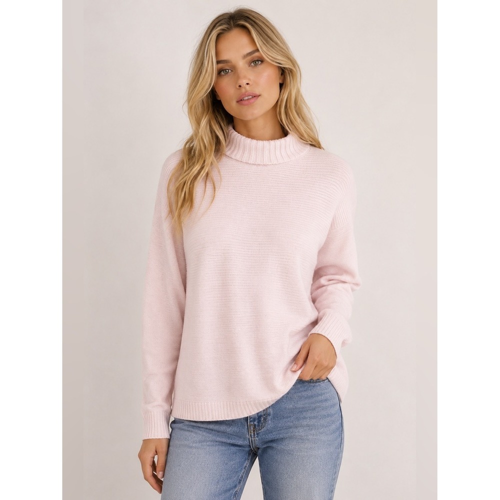 Boden Wool Cashmere Turtleneck Sweater Pink Soft Minimal Quiet Luxury